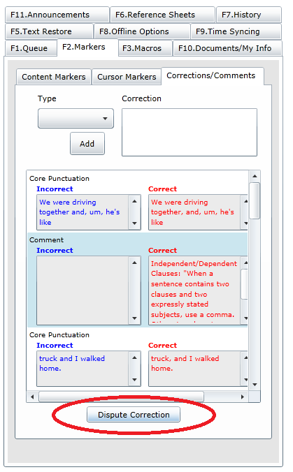 Dispute Correction